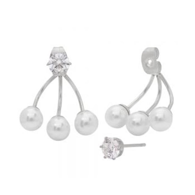 Boucles d'Oreilles en Acier Inoxydable avec Perles et Diamants Simulés