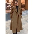 thumbnail image 5 of sicmoss Women's Camel Double Breasted Wool Pea Coat Notch Lapel Midi Winter, 5 of 6