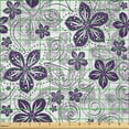 thumbnail image 2 of Ambesonne Floral Fabric by the Yard Microfiber, Petals Curves, 3 Yards, Purple Grey Purple, 2 of 4