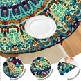 thumbnail image 6 of 52 Inch Multi Colors Boho Mandala Round Table Protector for Kitchen,Floral Table Cloth Round Cover with Elastic Edge，Waterproof Picnic Circle Tablecloth for Dinner, Outdoor, Party, Camping, BBQ, 6 of 6