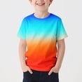 thumbnail image 2 of CYRBOKO T-shirts for Boys, Running Casual Gradient Color Short Sleeve Sports Top Light Blue Size 10-11 T, 2 of 4