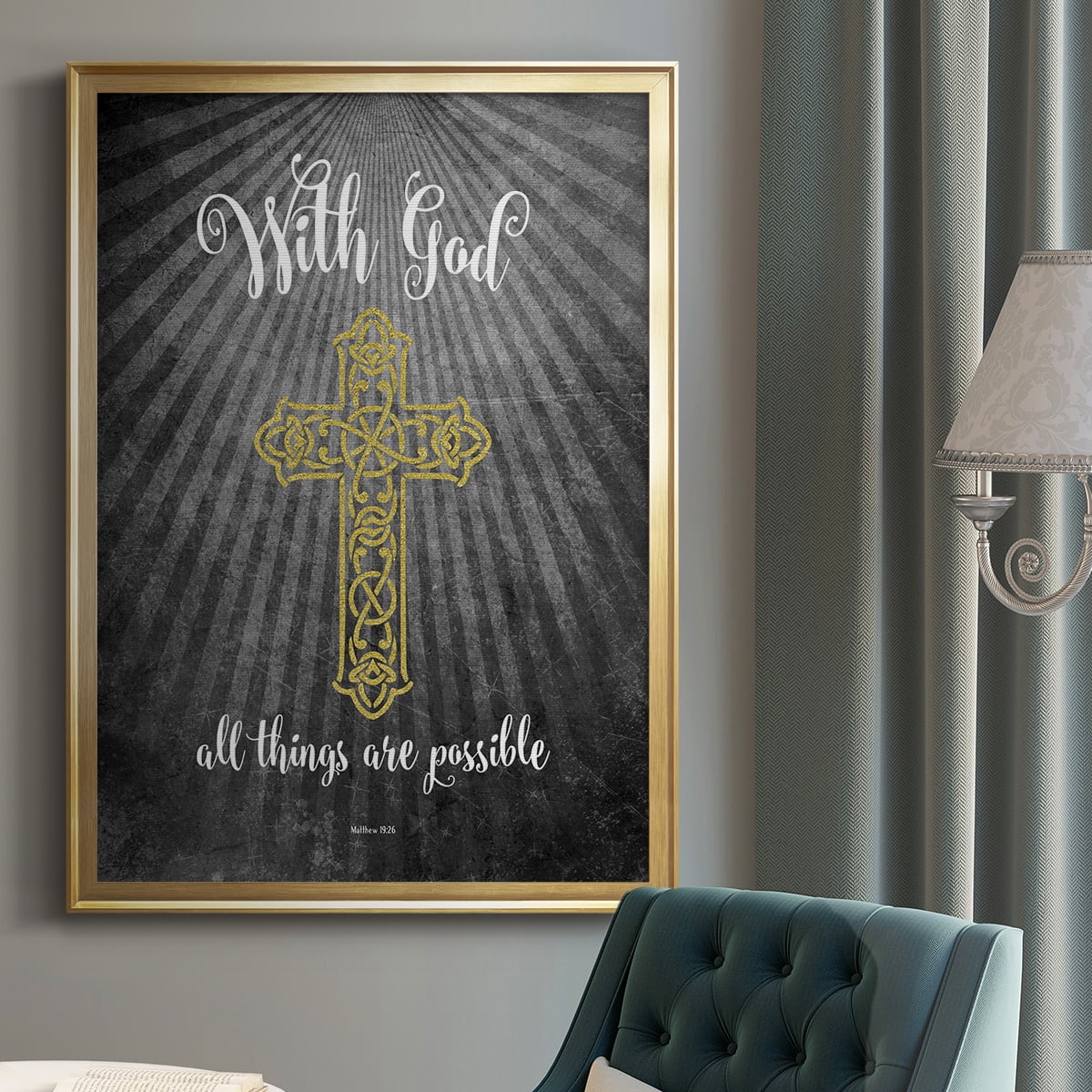 With God Gold Premium Classic Framed Print - Ready to Hang