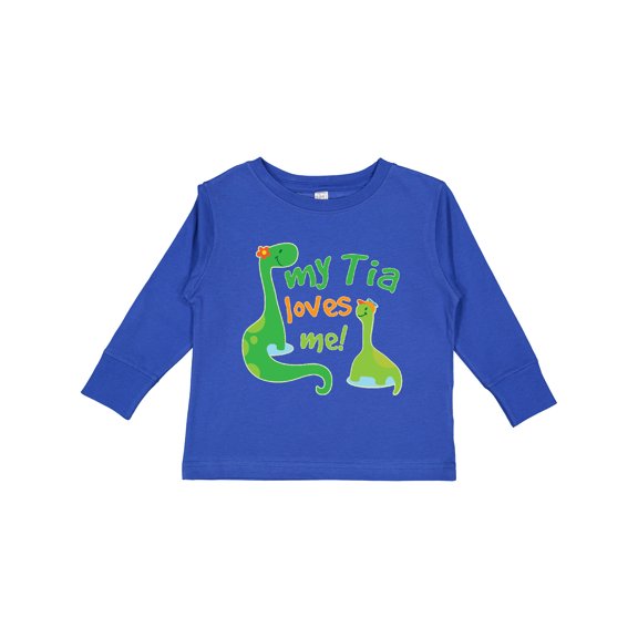 Inktastic My Tia Loves Me Dinosaur Boys Long Sleeve Toddler T-Shirt