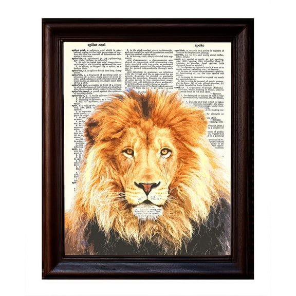 Lion - Dictionary Art Print Printed On Authentic Vintage Dictionary Book Page - 8 x 10.5