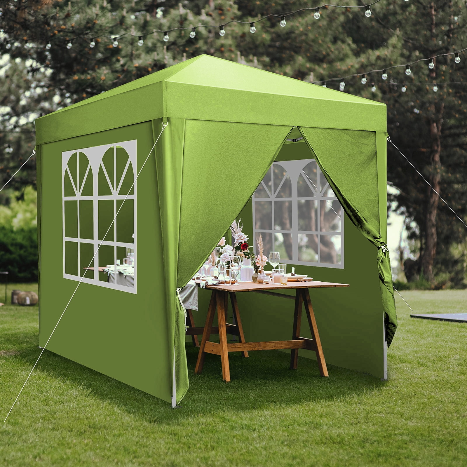 6.5x6.5Ft Two Doors & Two Windows Practical Waterproof Right-Angle Folding Tent Greenish, Gray