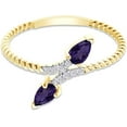 thumbnail image 2 of Gems Jewels 14K Yellow Gold Plated 1.40Ct Pear Cut Amethyst Wedding Engagement Rope Ring 925 Sterling Silver For Women's -5.5, 2 of 4