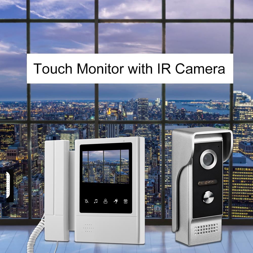 4.3 Inch Doorbell Video Camera Wired Touch Monitor Intercom Waterproof IR Night 700TVL Vision For Home Surveillance 4 Wire Connected