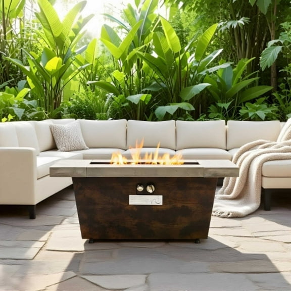 BOFANG 42 inch Outdoor Propane Fire Pit Table, 50000 BTU with Cement Texture