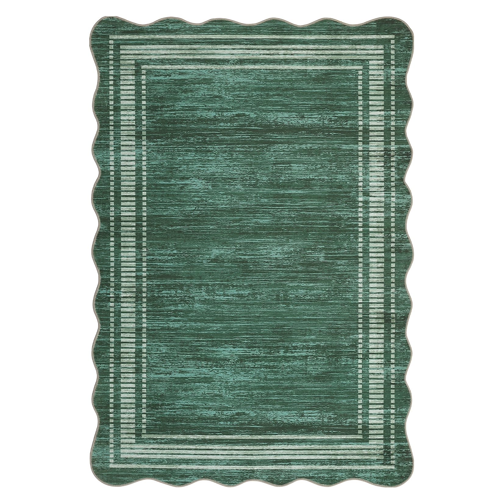 Washable Rugs for Living Room, Non Slip Modern Scalloped Rugs, Low Pile Soft Stain Resistant Rug Non Shedding Modern Print Floor Mats for Home Decor