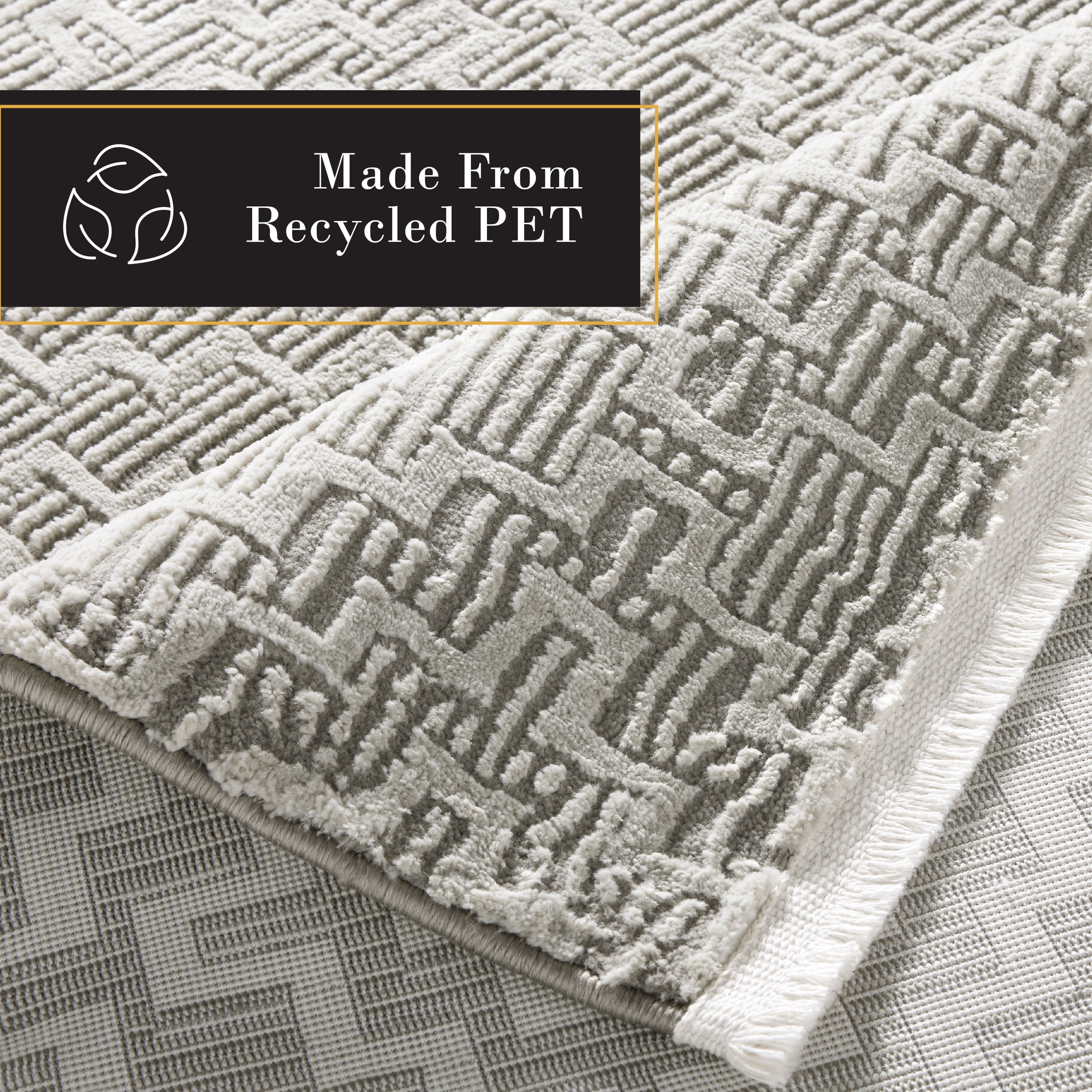 TOWN & COUNTRY LUXE Tretta Modern Geo Runner Area Rug with Plush High-Low Texture, Grey, 1'9"x7'2"