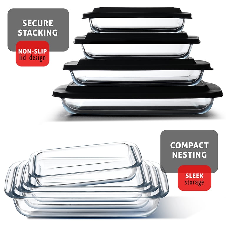 Lammaloe 8-Piece Glass Baking & Storage Set with Black Lids photo 4