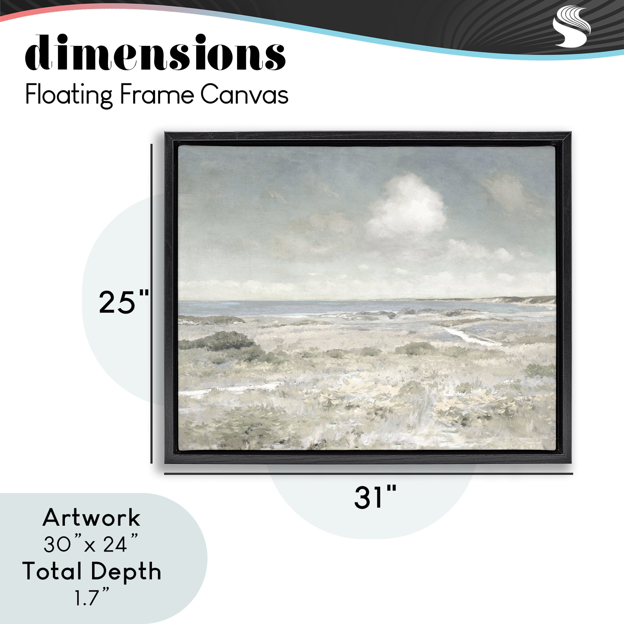 Stupell Industries By The Shore Neutrals Black Framed Floater Canvas Wall Art, design by Christy McKee