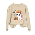 thumbnail image 3 of Craaazy Halloween Sweatshirt Long Sleeved Crewneck Shirts Halloween Spooky Season Ghost Print Tops Halloween Pullover Gifts For Women, 3 of 4