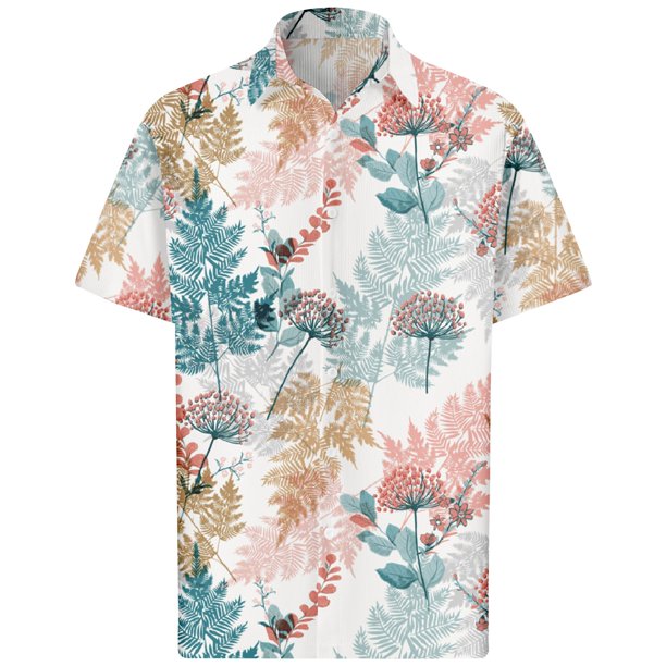 Men's Hawaiian Printed Button Short Sleeve Shirts Men's Casual Fashion Short Sleeve Shirts 2XL