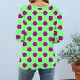 thumbnail image 4 of T-Shirts Grande Taille pour Femmes à Manches 3/4 à Pois, Col Ras du Cou, T-Shirts Graphiques de Base, Hauts d'Été Décontractés (TG, Violet), 4 of 6