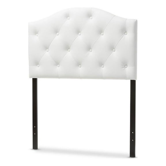 Bowery Hill Faux Leather Upholstered Twin Headboard with Wood Frame in White