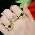 thumbnail image 6 of Luxury Square CZ Green Big Ring for Female Wedding Band Yellow Gold Plated Gift, 6 of 9