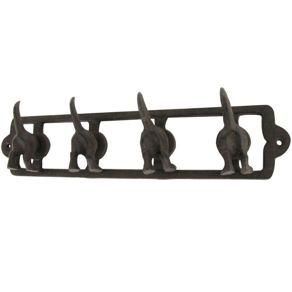 Metal Wall Mount 4 Dog Tail Hooks Pet Leash/Collar Holder Hat Hook/Key