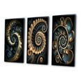 thumbnail image 3 of Designart "Fractal Flower Retro Gold and Teal Beauty VI" Fractals Framed Wall Art Set Of 3 - Gold Transitional Frame Canvas Set For Living Room Decor, 3 of 6