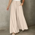 thumbnail image 4 of Flowy Pants for Women 2025 Elastic High Waist Drawstring Wide Leg Palazzo Pants with Pockets Casual Trousers, 4 of 6