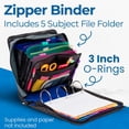 thumbnail image 4 of Case-it Mighty Zip Tab Zipper Binder 6 pack 3" O-Ring with 5-Color Tabs, Expanding File Folder and Shoulder Strap and Handle, D-146 Midnight Blue, 4 of 8