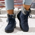 thumbnail image 5 of Women's Winter Boots Fur Lined Outdoor Anti-Slip Ankle Combat Boots Warm Lace Up Casual Booties Work Winter Shoes Women (Blue,39), 5 of 9