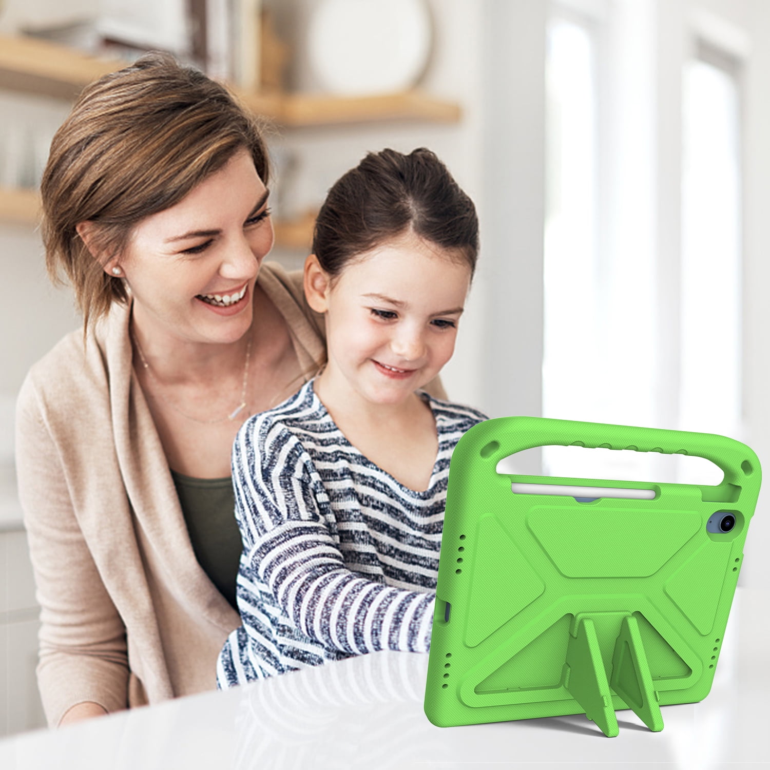ELEHOLD for iPad 10th Generation 10.9" 2022 Rugged Case Kids Friendly EVA Full Body Protective Handle Grip Pencil Holder Kickstand Shockproof Kids Case for iPad 10th,Green
