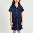 thumbnail image 2 of Bovxnpu Girls Boys Outfits Set Girls Summer Thin Ice Silk Short Sleeve Robe Gown Loungewear Tops, 2 of 9