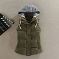 thumbnail image 2 of JIKNTTR Women Jacket Casual Slim Sleeveless Quilted Removable Hooded Winter Vest Coat Fashion Plaid Pocket Shirts Jacket, 2 of 4