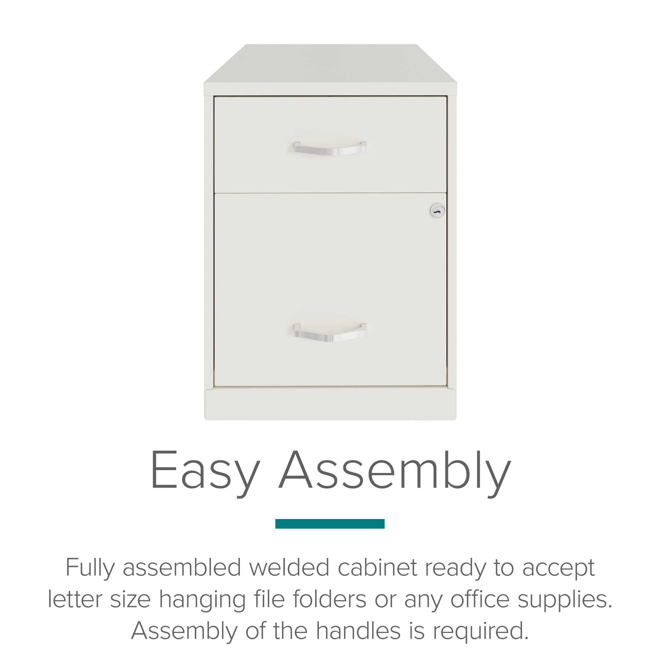 Space Solutions 18" Deep 2 Drawer Letter Width Vertical File Cabinet with Accessory Drawer, White