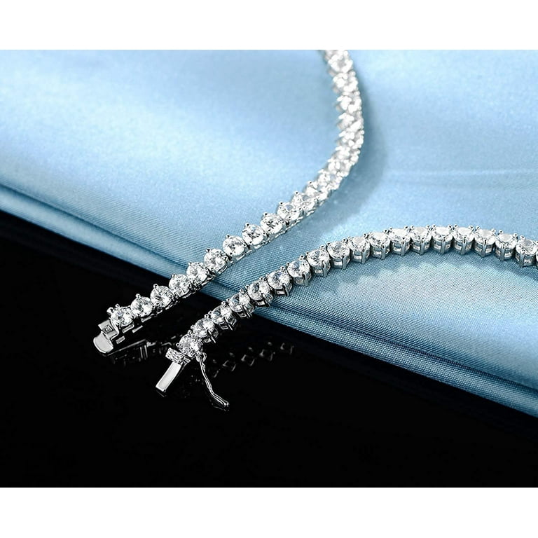 GEMSME 18K White Gold Plated Round Cubic Zirconia Prong