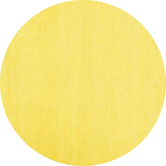 Ahgly Company Indoor Round Solid Yellow Modern Area Rugs, 3' Round