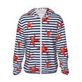 thumbnail image 1 of Balery Starfish Navy Blue Stripe Sudadera ligera de manga larga con capucha y protección solar UPF 50+ para hombre y mujer, ideal para pesca y running-3X-Large, 1 of 7
