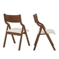 thumbnail image 6 of Sesslife Upholstered Folding Dining Chairs Set of 2, Modern Fabric Foldable Chairs with Padded Seats, Wooden Kitchen Chairs Space Saving for Dining Room, Kitchen, Bedroom, White+Walnut, 6 of 7