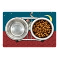 thumbnail image 1 of Cat and Mouse Pet Mat for Food and Water, Nighttime Cartoonish Demonstration of a Predator and Prey on the Roof, Non-Slip Rubber Mat for Dogs and Cats, 18" X 12", by Ambesonne, 1 of 2
