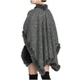 thumbnail image 5 of Xfvqtps Women Cape Faux Fur Collar and Edge Cloak Open Front Solid Color Large Size Loose Thickened Windproof Coldproof Warm Winter Long Coat Dark Gray, 5 of 7