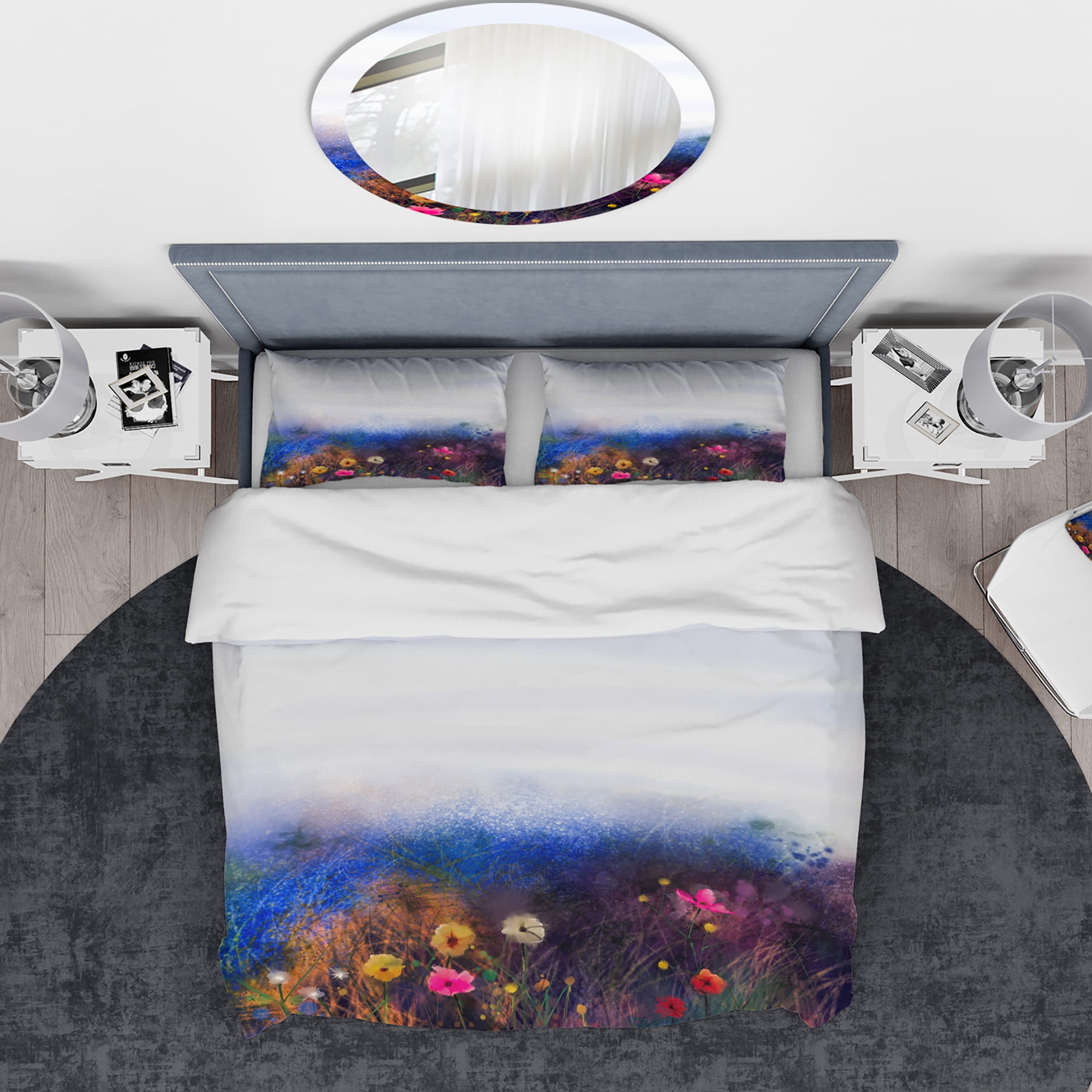 Designart 'Watercolor Painting Flower in Meadow' Traditional Duvet Cover Set