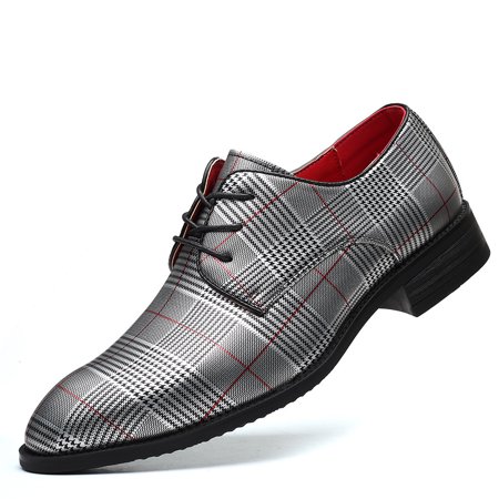 

Men‘s Fashion Business Casual Shoes Lace-up Striped Barber Shoes Korean Style Large Size Men‘s Shoes 48