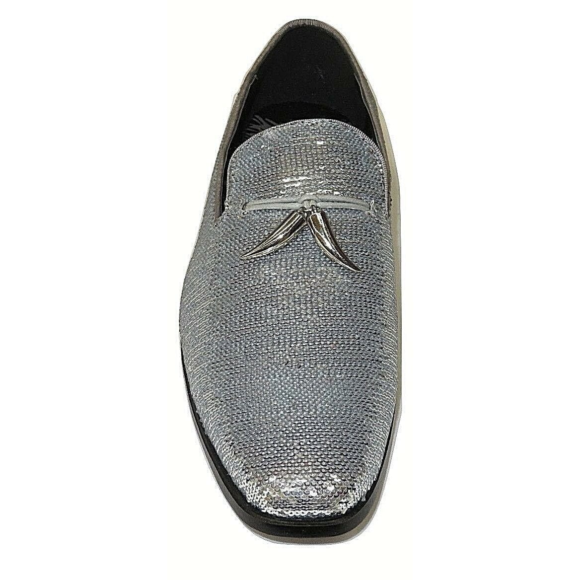Men AFTER MIDNIGHT Formal Stage Wedding shoes Sequin shiny Slip on 6759 Silver Men AFTER MIDNIGHT Formal Stage Wedding shoes Sequin shiny Slip on 6759 Silver