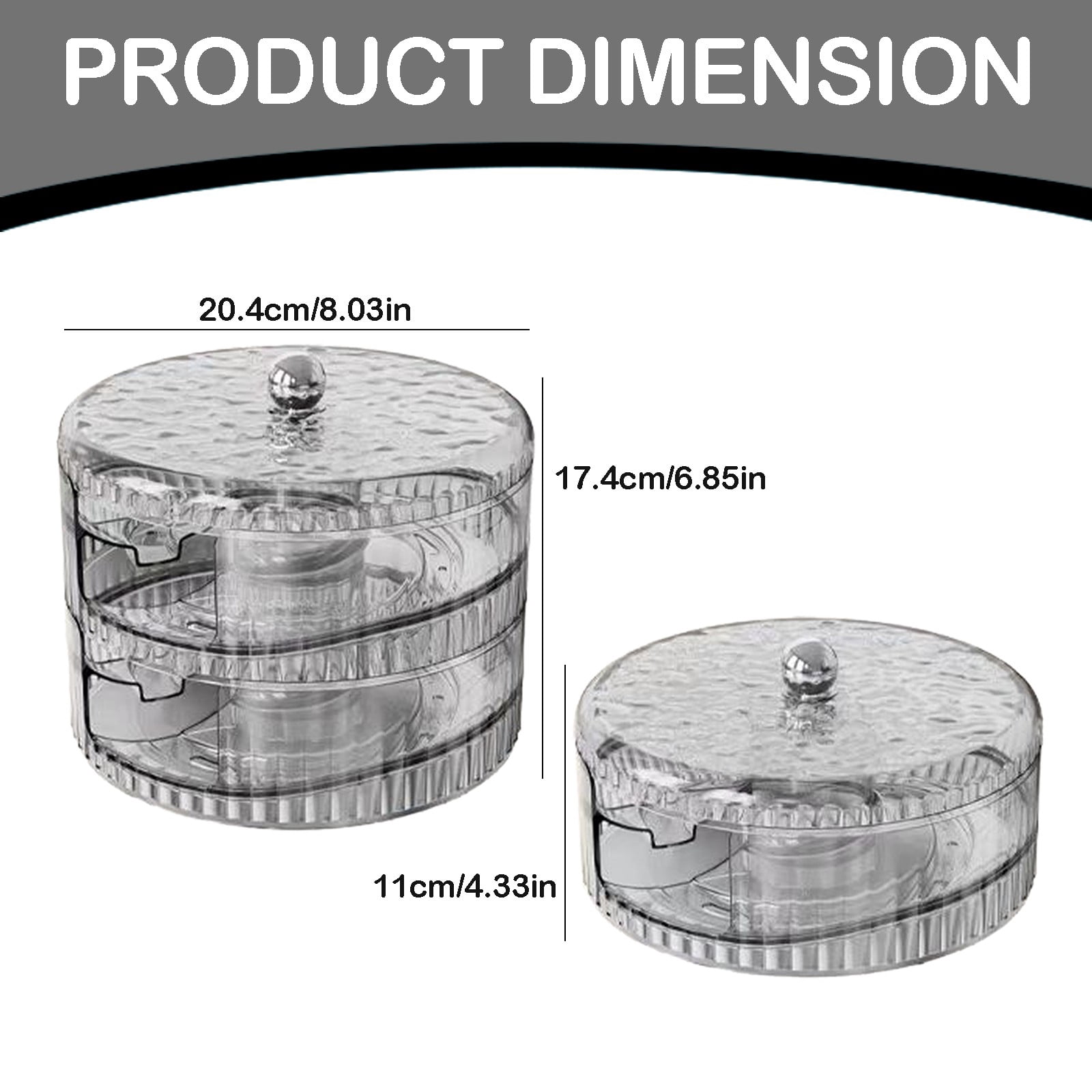 THHEIC Clear Plastic Automatic Rolling Egg Organizer and Dispenser with Sturdy Lid, Stackable Refrigerator Storage Bin for Space-Saving Kitchen Organization