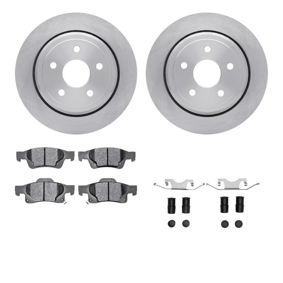 Dynamic Friction Company Rear Brake Rotors with Heavy Duty Brake Pads includes Hardware 6212-42007