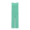 thumbnail image 7 of Htigea Clearance Women Casual Loungewaer 2 Piece Outfits Short Sleeved Wide Leg High Waisted Pants with Pockets Tracksuit Sets Streetwear Clearance Sale Mint Green,XXL, 7 of 7
