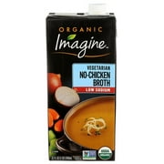 Imagine Organic Vegetarian No-Chicken Broth, Low Sodium, 32 oz, Pack of 6