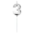 thumbnail image 2 of Birthday Number Candle 3D Shape Birthday Candle Decoration Birthday Cake Candle Silver 1Pc Number 3, Birthday Number Candle 3D Shape Birthday, 1×Number Candle (Silver), 2 of 8