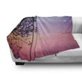 thumbnail image 3 of Night Soft Flannel Fleece Throw Blanket, Dreamlike Ethereal Sky with Moon Stars and Blooming Spring Tree Branches, Cozy Plush for Indoor and Outdoor Use, 50" x 70", Blue Pale Pink Black, by Ambesonne, 3 of 6