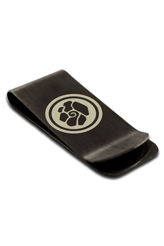 Stainless Steel Earth Element Rune Engraved Money Clip Credit Card Holder