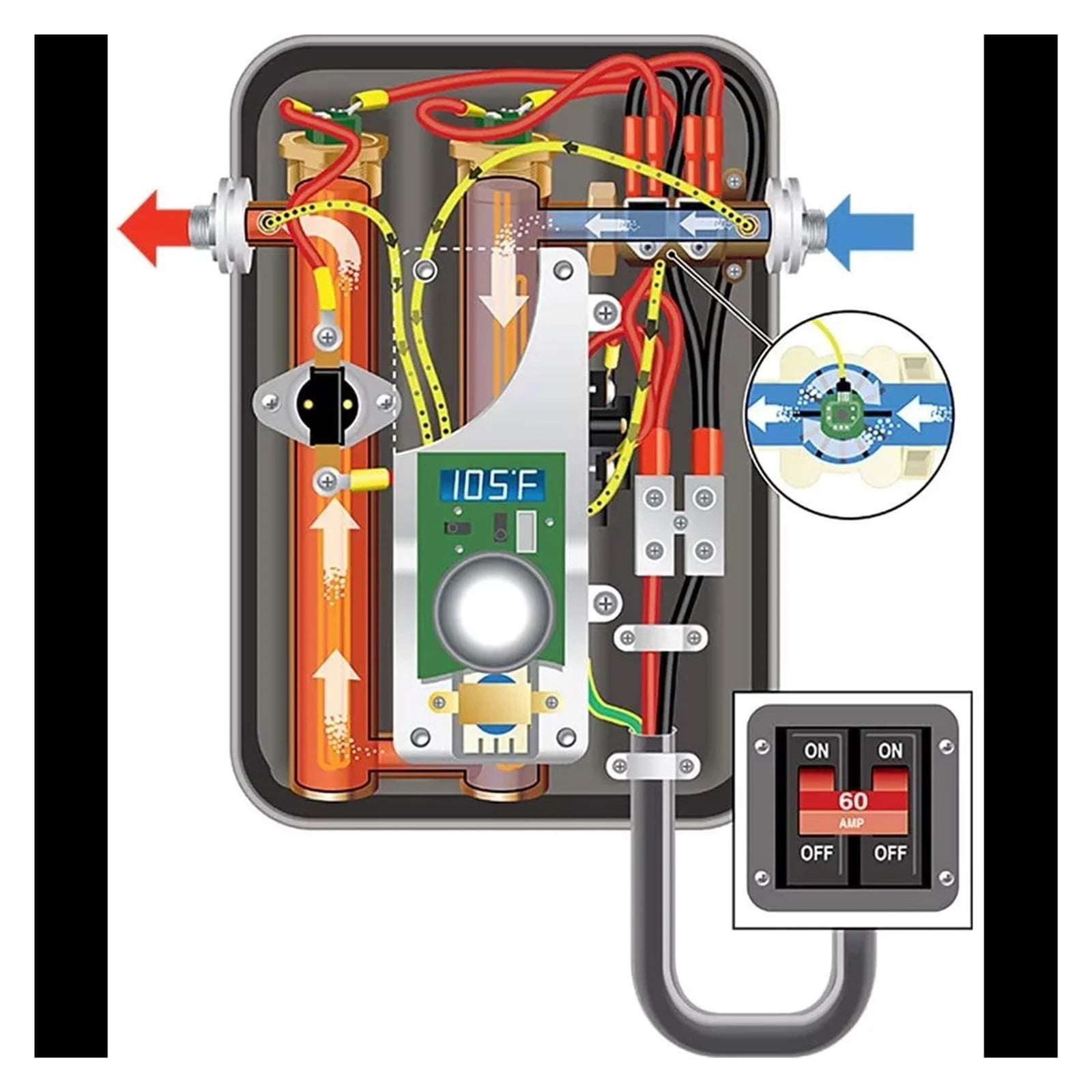 11 KW Electric Tankless Water Heater, Hot Water Heater Instant Tankless Water Heater ,Safety Protections