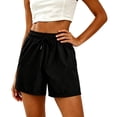 thumbnail image 2 of ClodeEU Women's High Waisted Drawstring Athletic Shorts, Elastic Waist Running Shorts with Pockets Black,Women's Plus L, 2 of 5