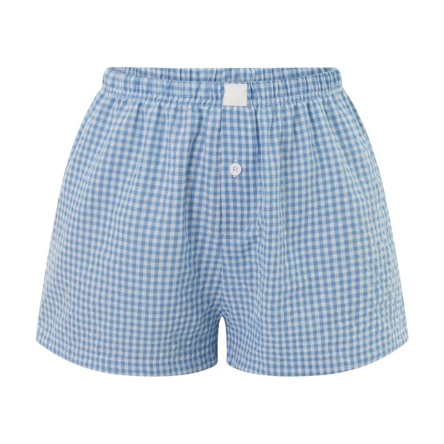Pantalones cortos de pijama Amuver Y2k a cuadros con microbotones y cintura elástica