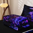 thumbnail image 5 of jejeloiu Colorful Jellyfish Print Zipper Twin Comforter Sets with Fitted Sheet and 2 Pillowcases,Neon Coral Pattern Zipper Bedding Set For Boys,Purple Black,Black Reversible,4-Piece, 5 of 7